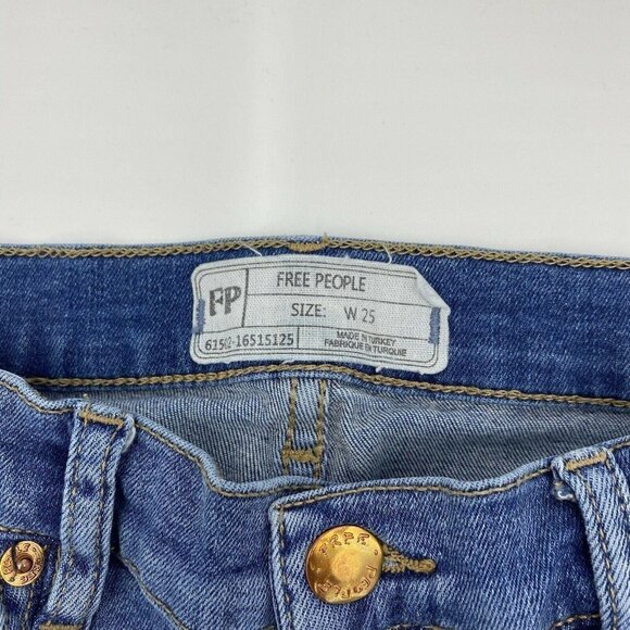 Free People Sz 25x26 Ripped Fray Raw Hem Skinny Jeans - Picture 3 of 8